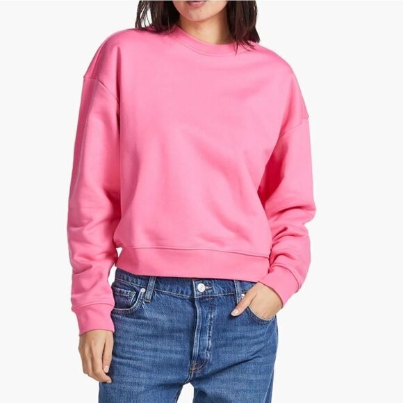 Frame Denim Oversized Crew Hot Pink Long Sleeve Sweatshirt - Picture 1 of 16